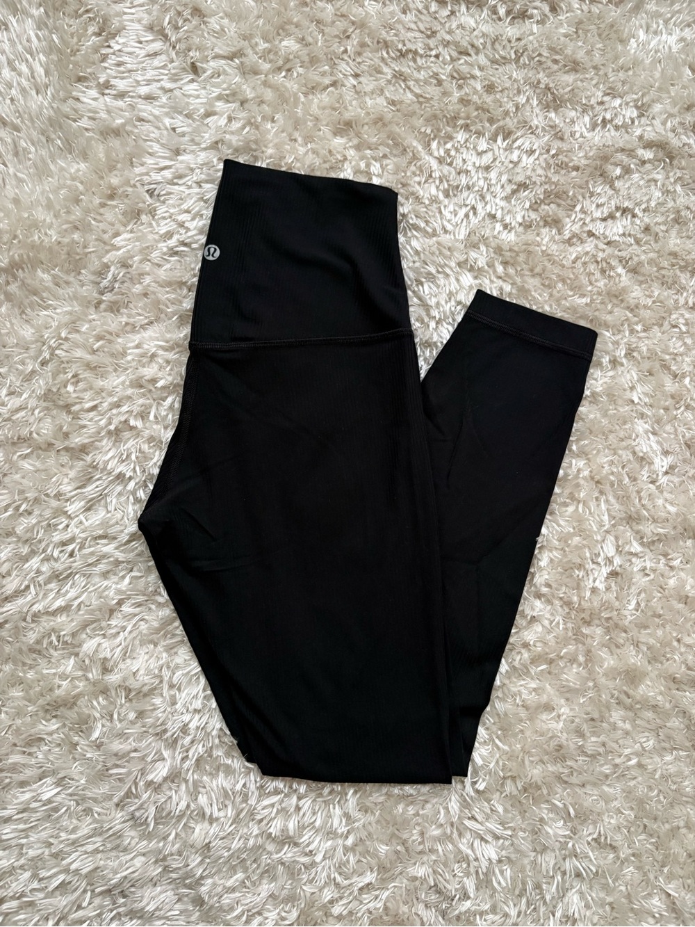 lululemon athletica Black High-Waist Ribbed Leggings 25” Seam